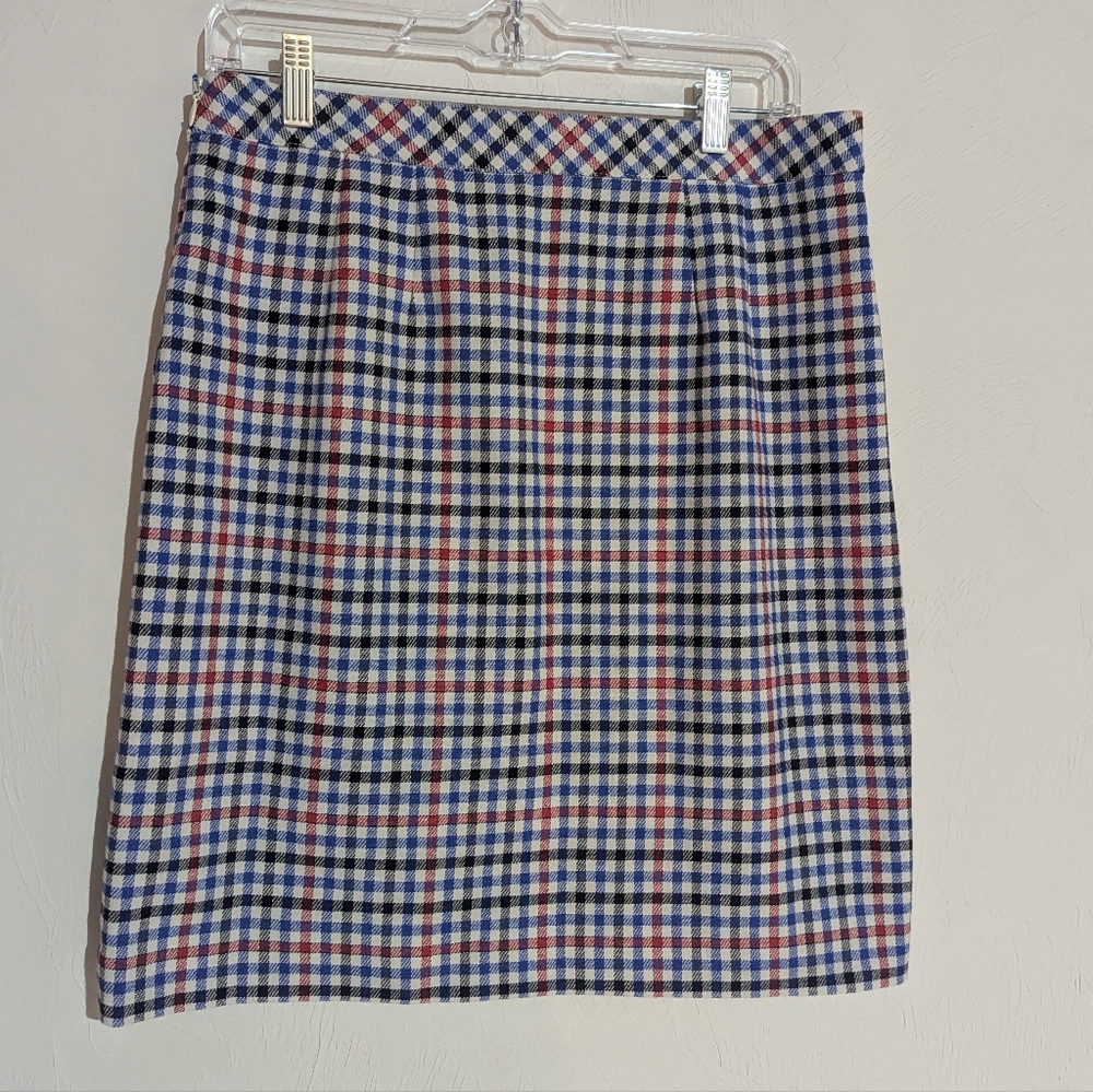 Talbots Red White Blue Gingham Plaid Skirt Office Business Casual Skirt Size 6 - Picture 7 of 14